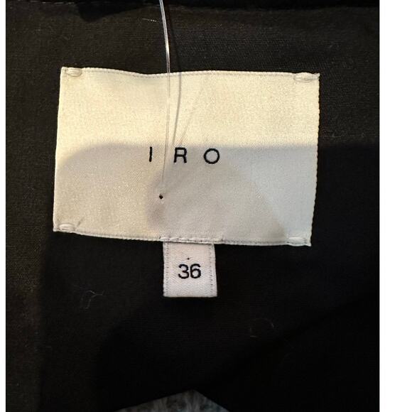 IRO Women's Chelane Leather Trim Waffle Knit Full Zip Sweater Gray/Black Size 36 - Picture 5 of 9